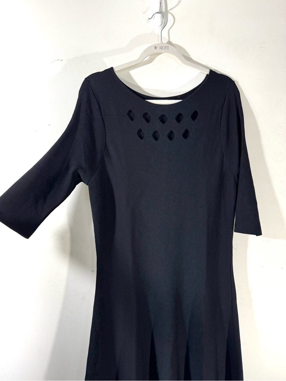 Nic+Zoe Black Time Out Twirl Midi Dress Laser cut out Large - Picture 3 of 9